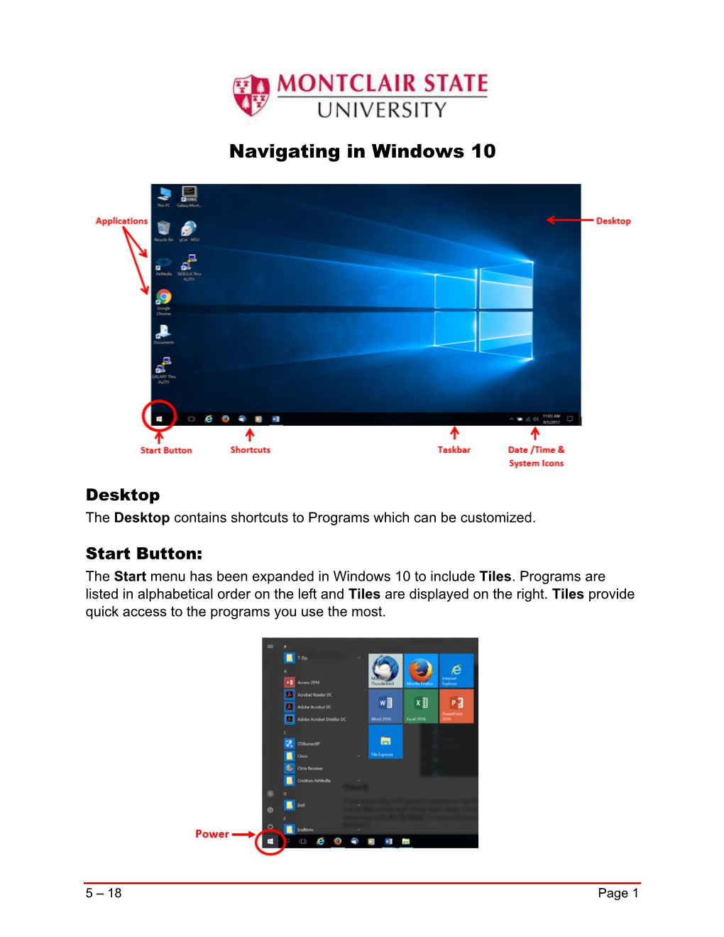 Navigating in Windows 10