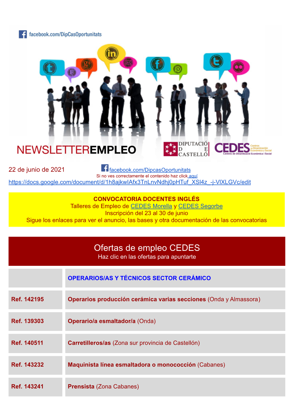 NEWSLETTER 22 De Junio De 2021