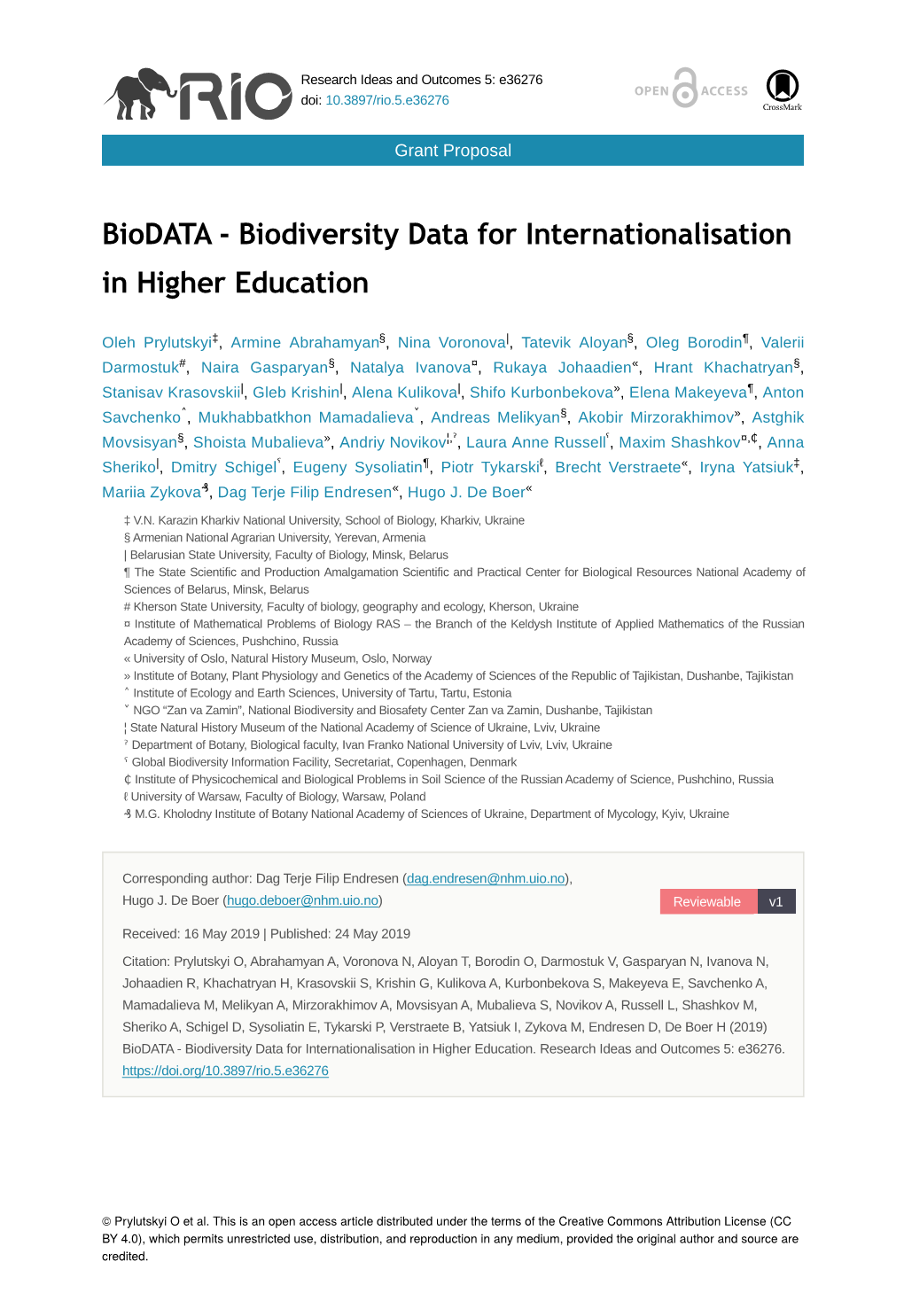 Biodata - Biodiversity Data for Internationalisation in Higher Education