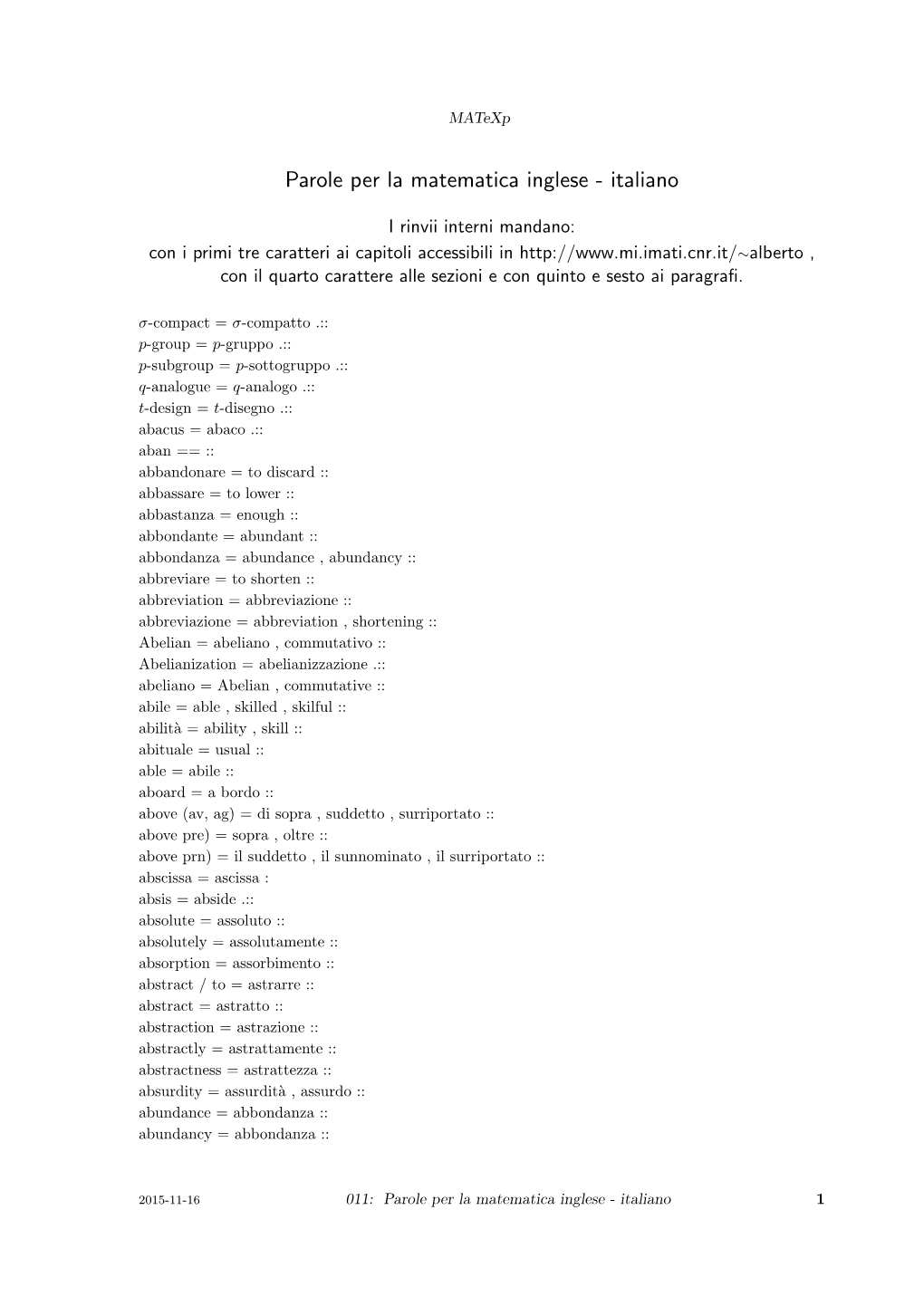 Parole Per La Matematica Inglese - Italiano