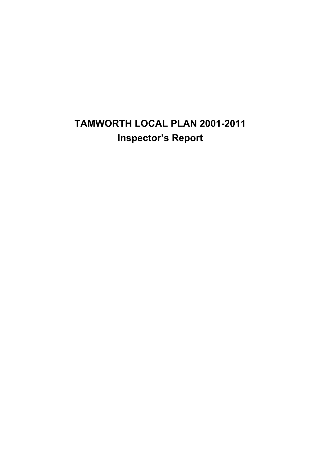 TAMWORTH LOCAL PLAN 2001-2011 Inspector's Report