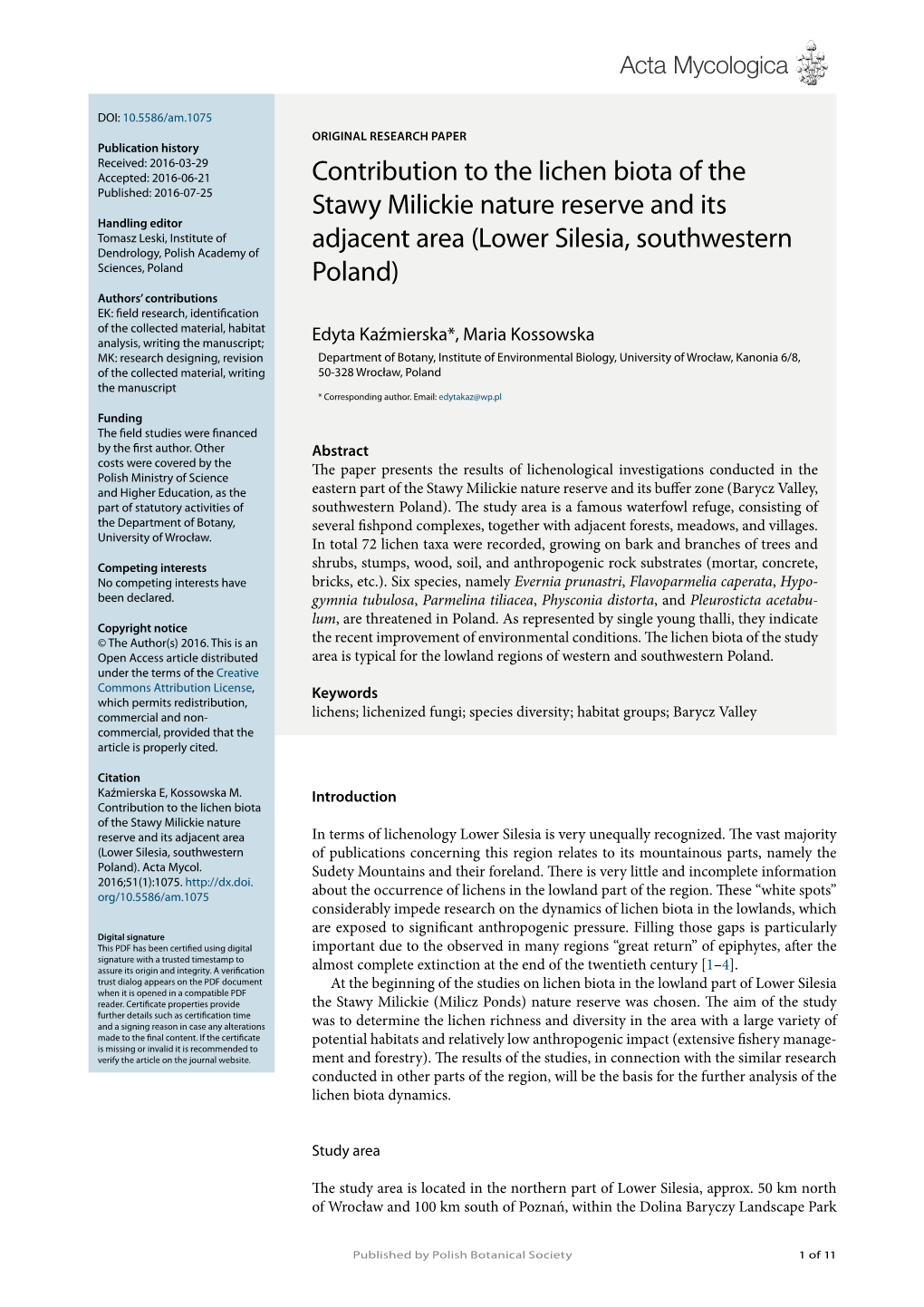 Contribution to the Lichen Biota of The