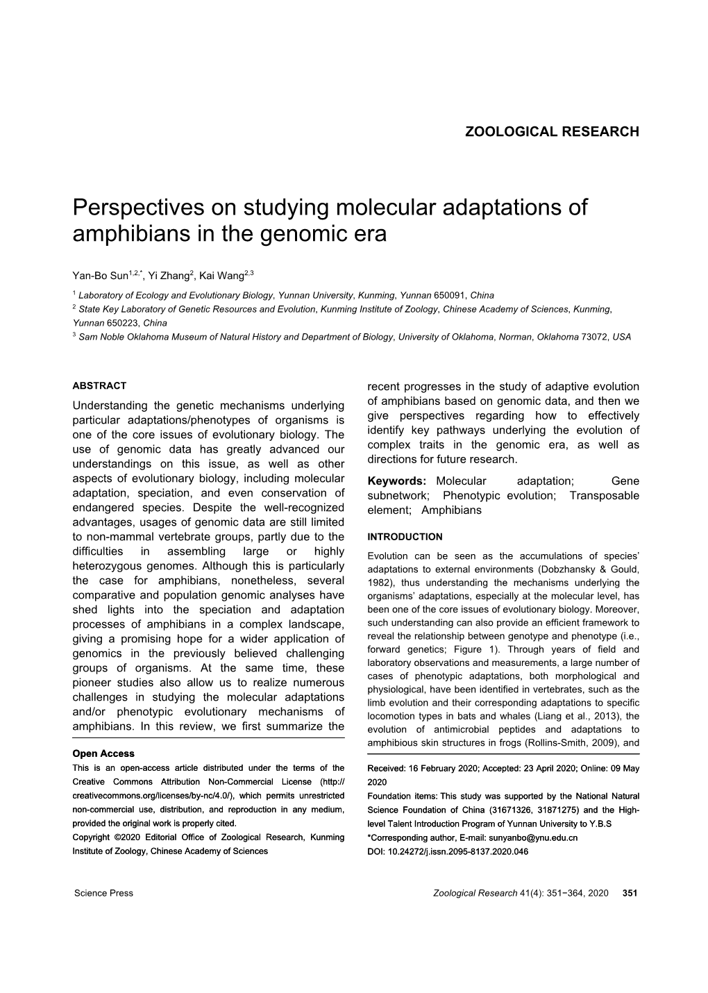 Perspectives on Studying Molecular Adaptations of Amphibians in the Genomic Era