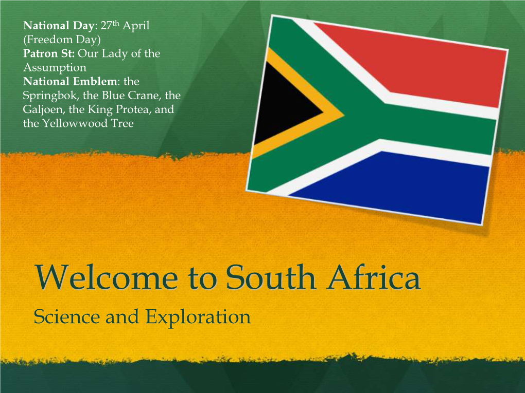 South Africa Science and Exploration Resources in South Africa