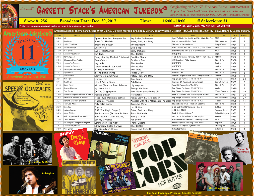 Garrett Stack's American Jukebox® Originating on WMNR Fine Arts Radio