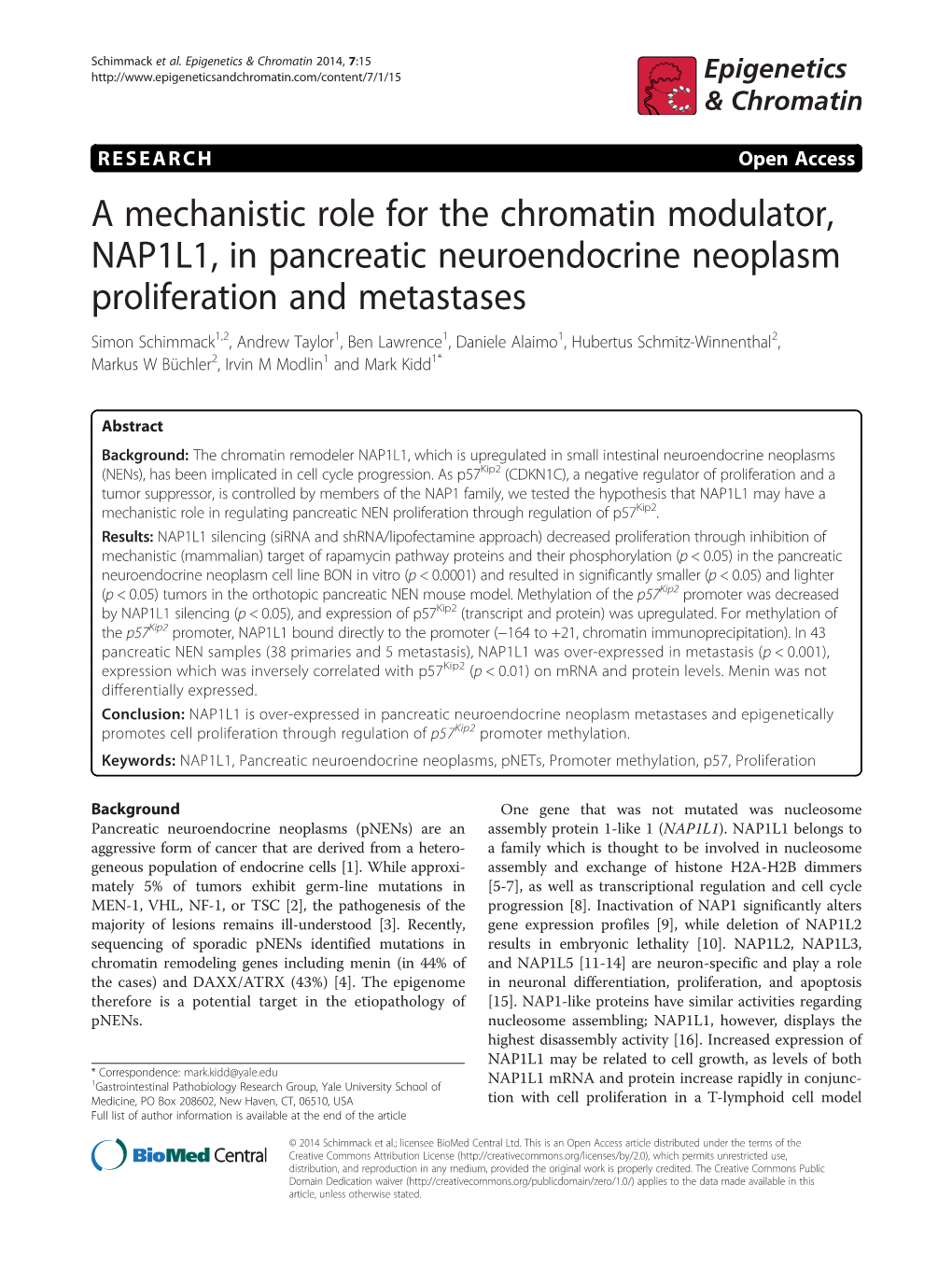 A Mechanistic Role for the Chromatin Modulator, NAP1L1, in Pancreatic Neuroendocrine Neoplasm Proliferation and Metastases
