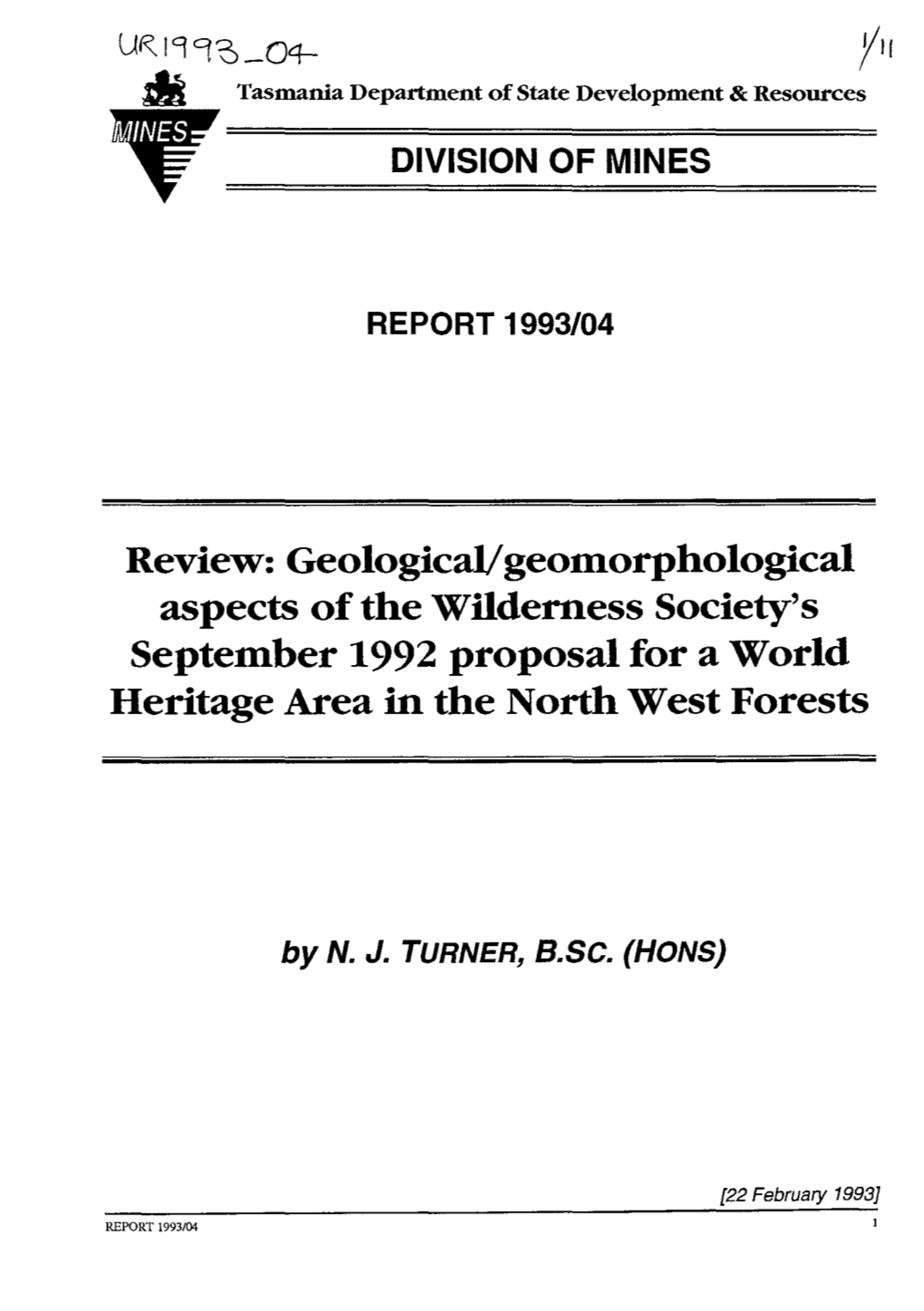 Geologicav Geomorphological Aspects of the Wilderness Society's