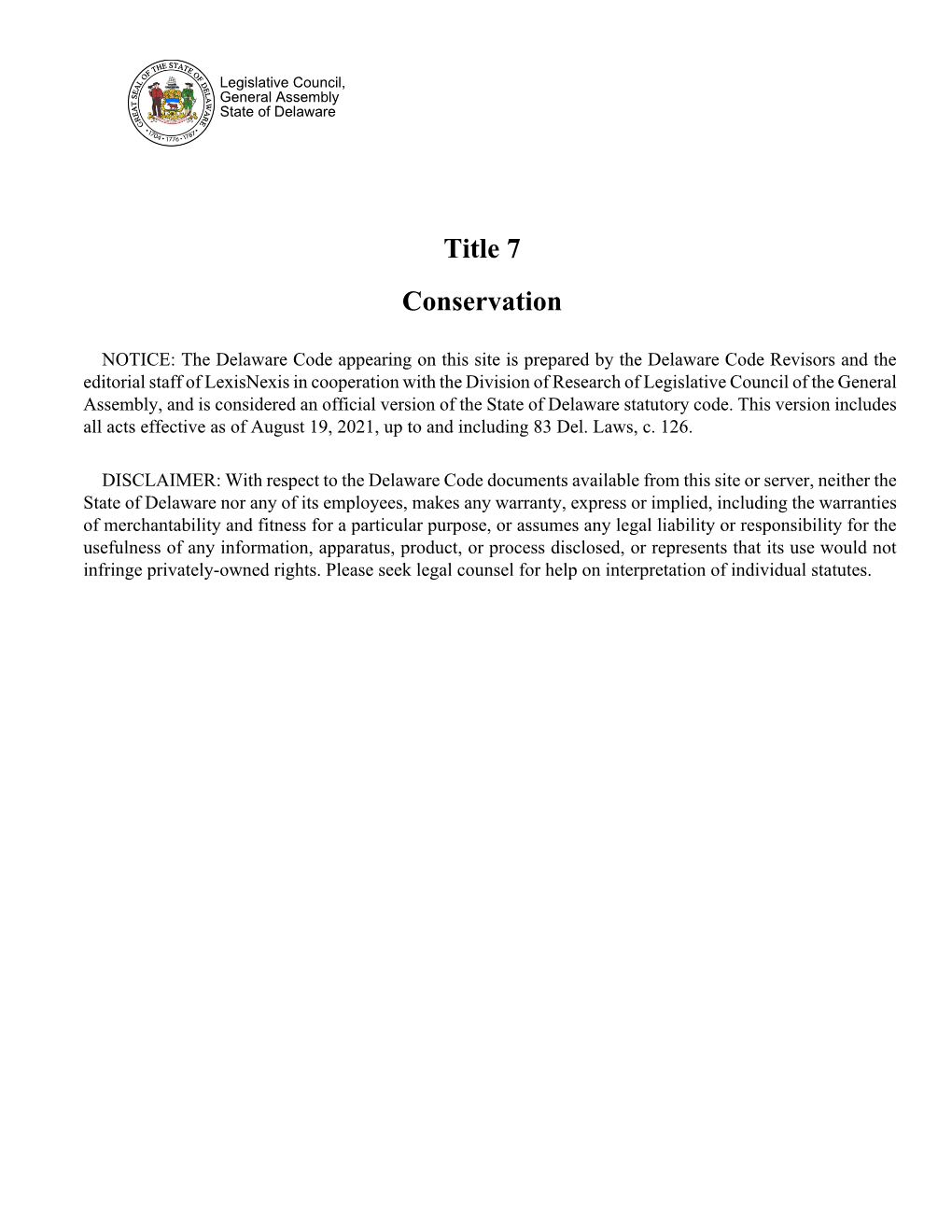 Title 7 Conservation