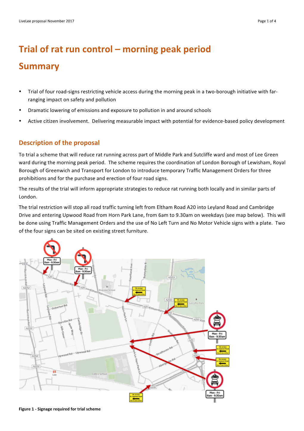 Trial of Rat Run Control – Morning Peak Period Summary