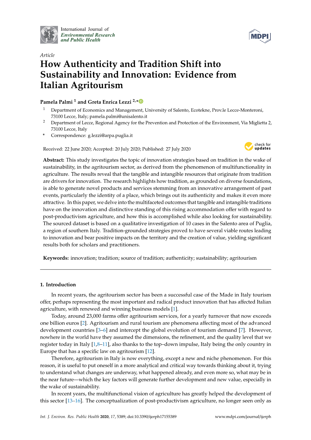 How Authenticity and Tradition Shift Into Sustainability and Innovation: Evidence from Italian Agritourism