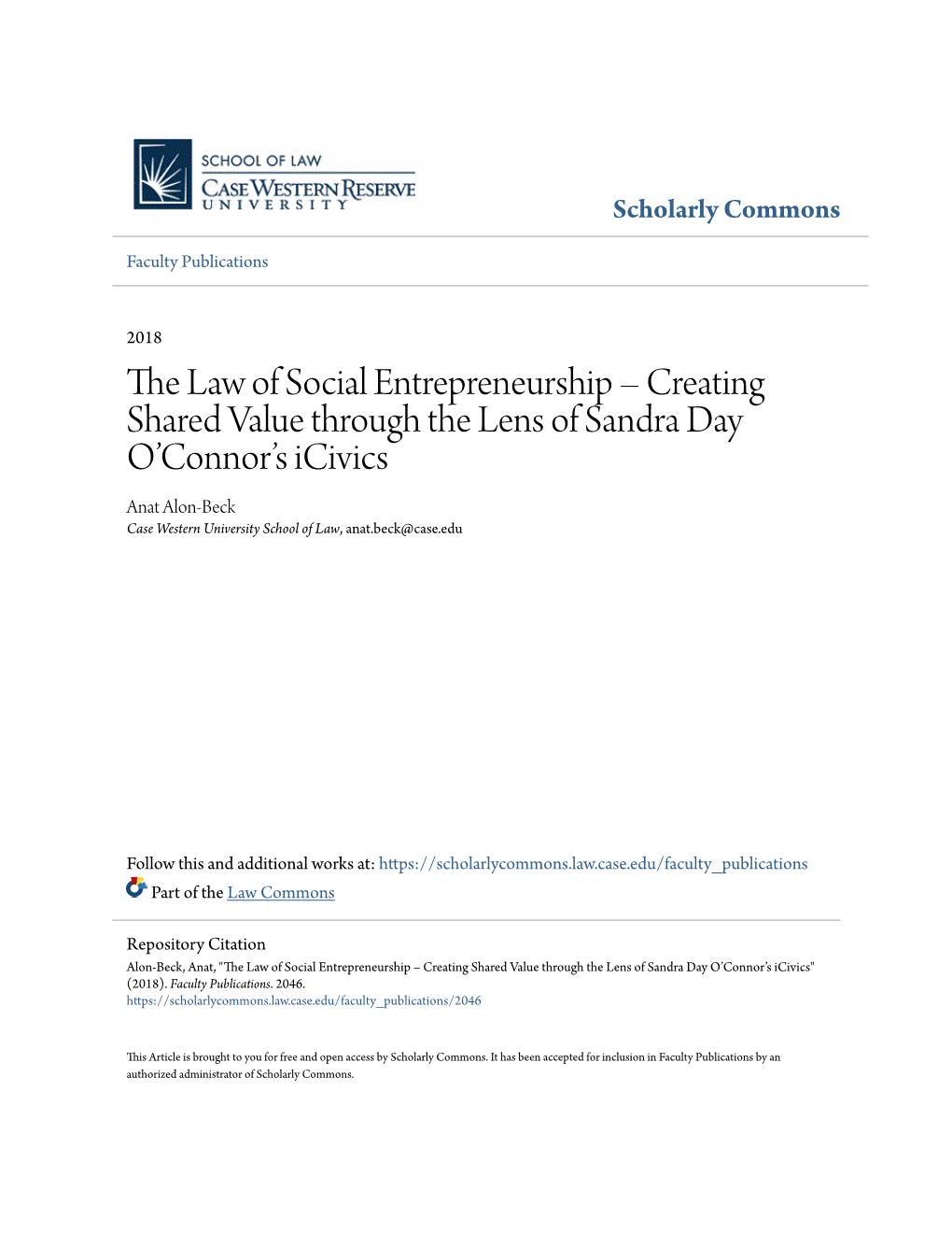 Creating Shared Value Through the Lens of Sandra Day O'connor's