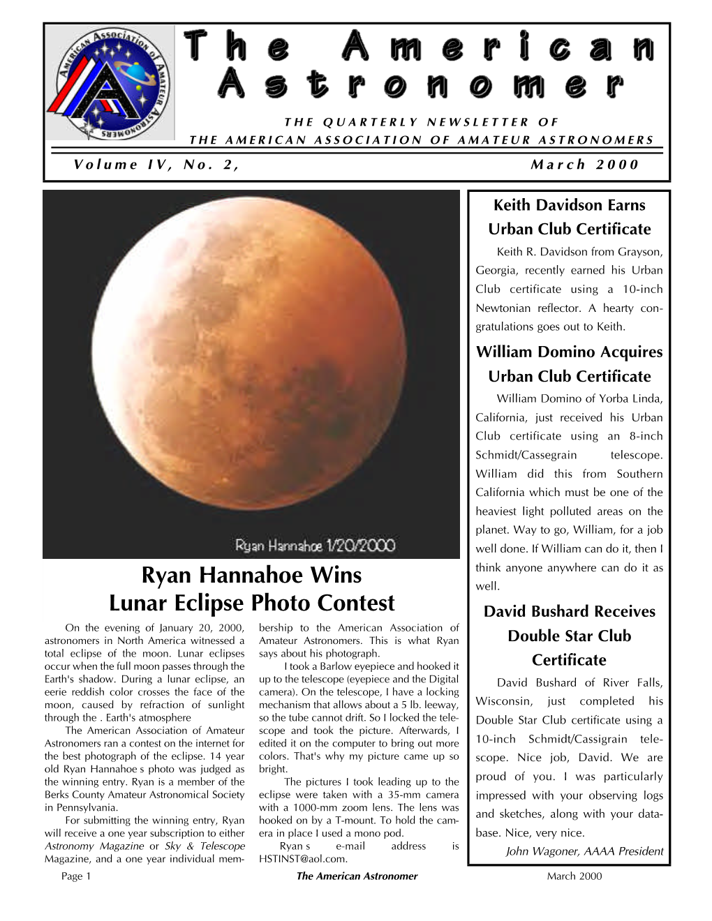 Ryan Hannahoe Wins Lunar Eclipse Photo Contest