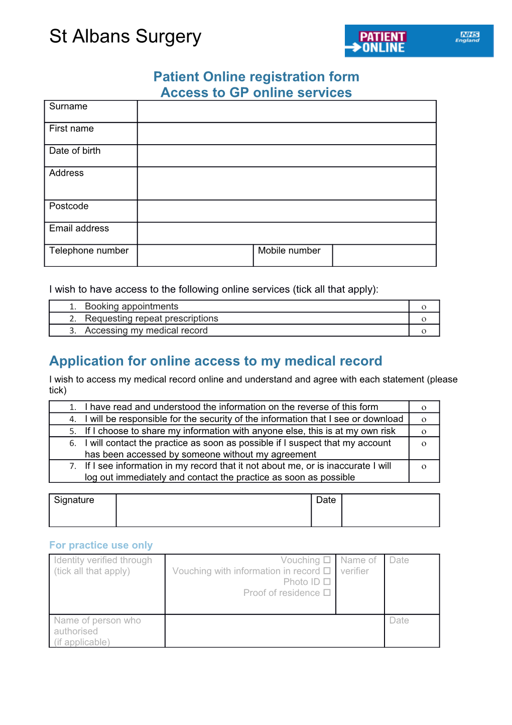 Patient Online Registration Form