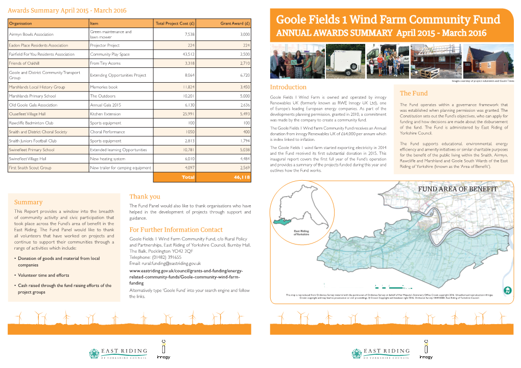 Goole Fields 1 Wind Farm Community Fund