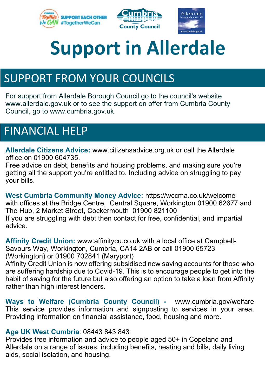 Allerdale Support Leaflet V2 12 Jul 21