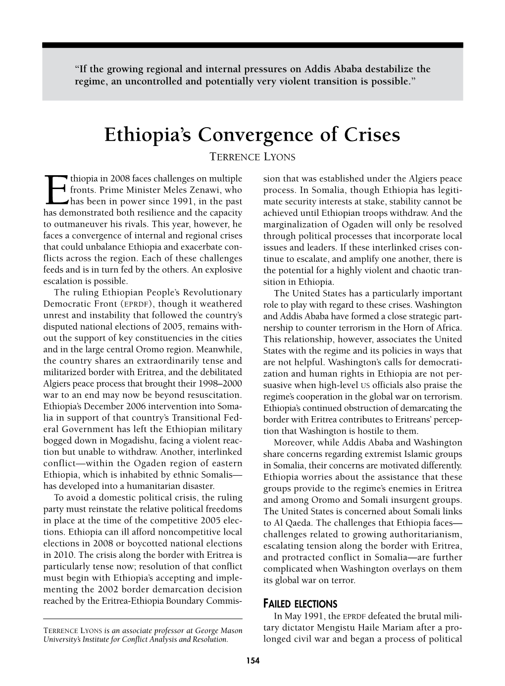 Ethiopia's Convergence of Crises