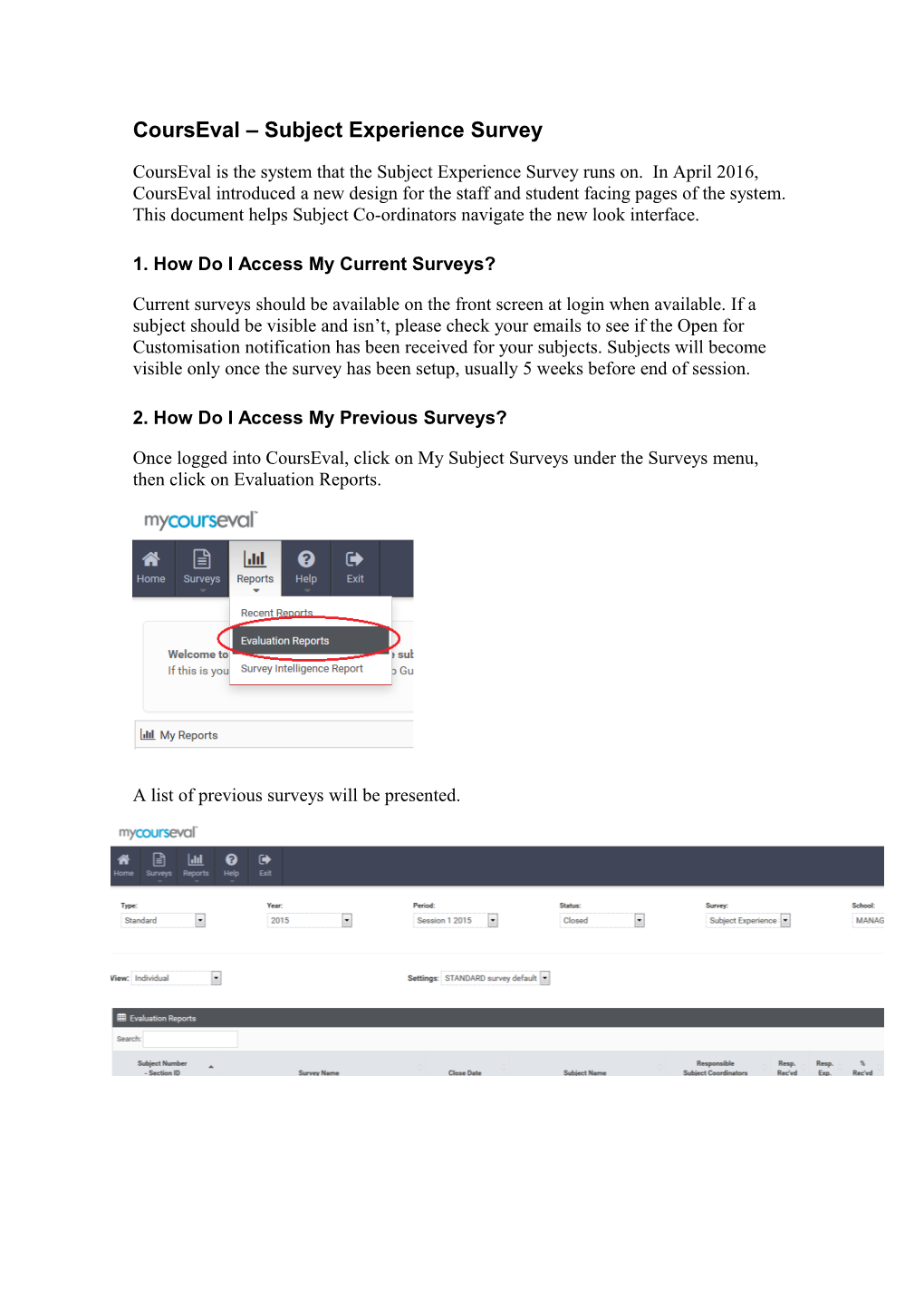 Courseval Subject Experience Survey