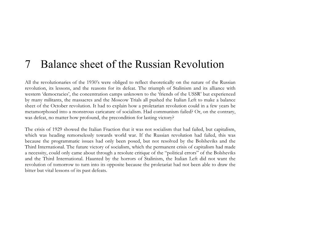 7 Balance Sheet of the Russian Revolution