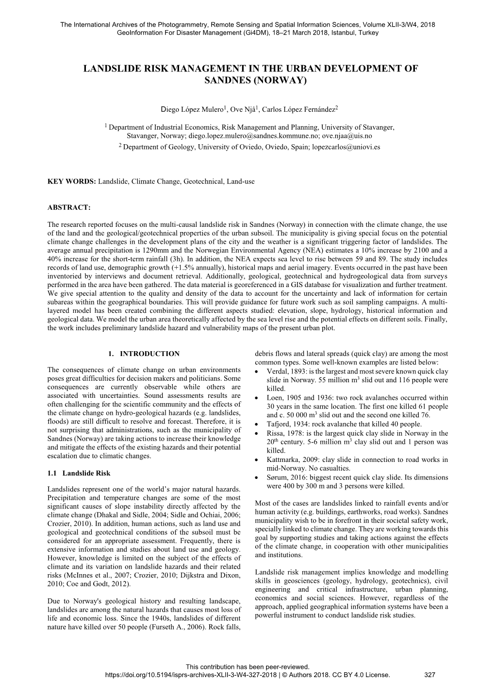 Landslide Risk Management in the Urban Development of Sandnes (Norway)