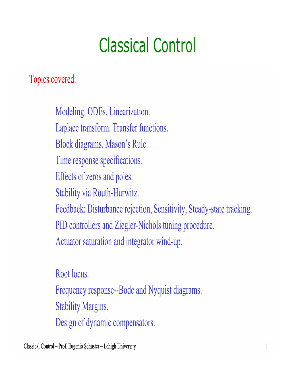 Classical Control