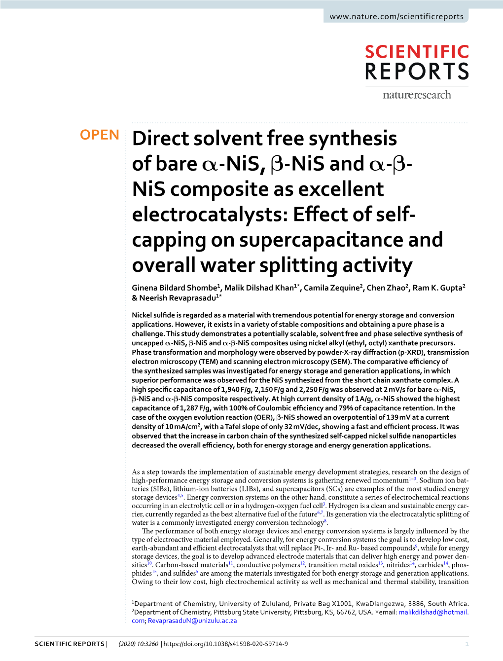 Direct Solvent Free Synthesis of Bare Α-Nis, Β-Nis and Α-Β-Nis Composite As Excellent Electrocatalysts: Effect of Self-Cappi
