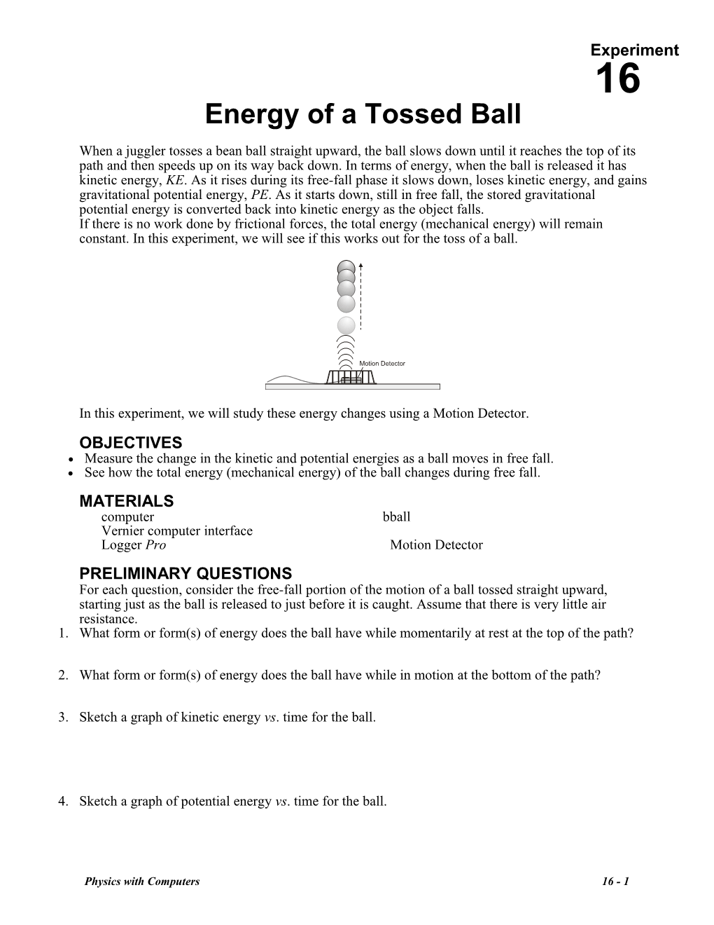 Energy of a Tossed Ball