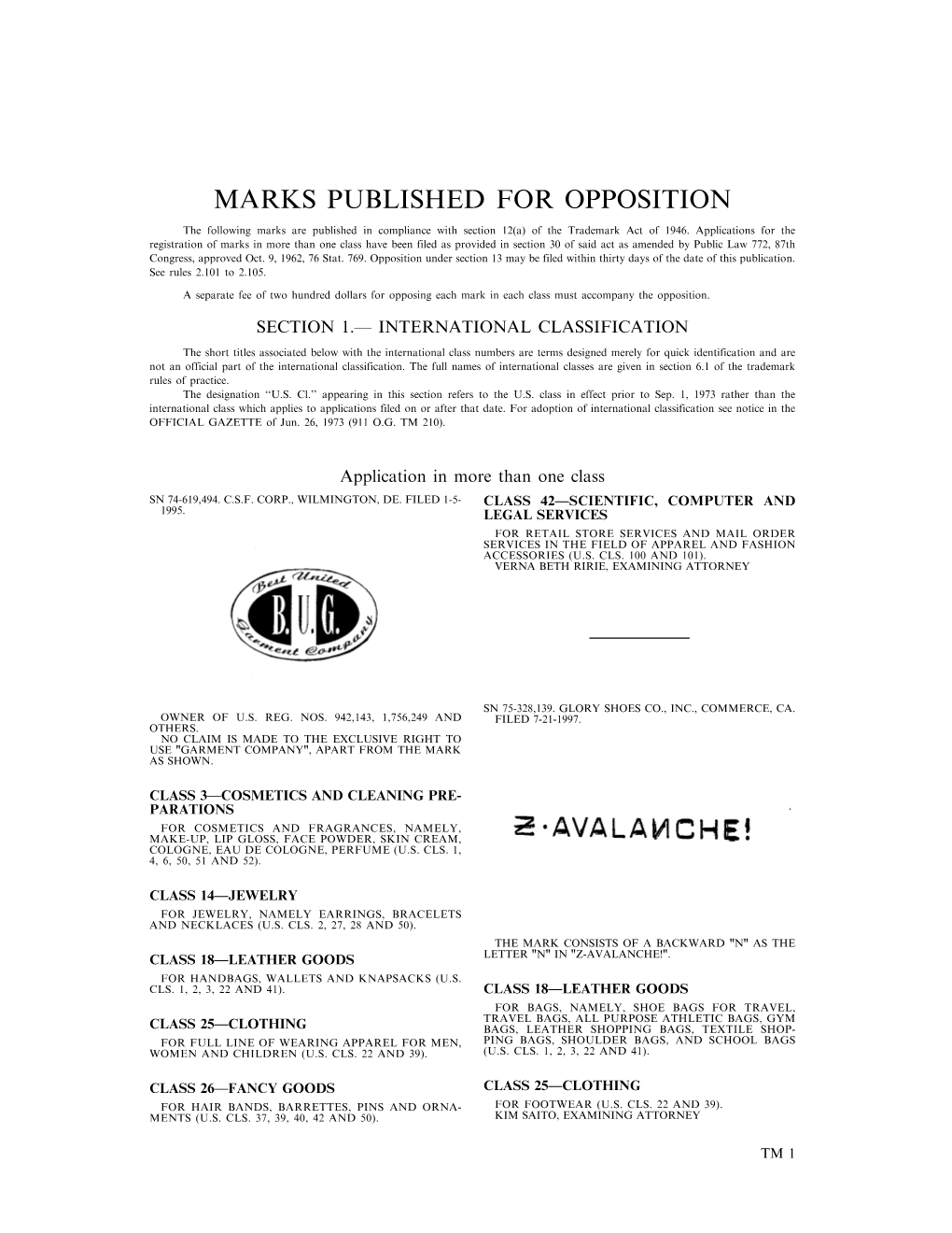 Marks Published for Opposition