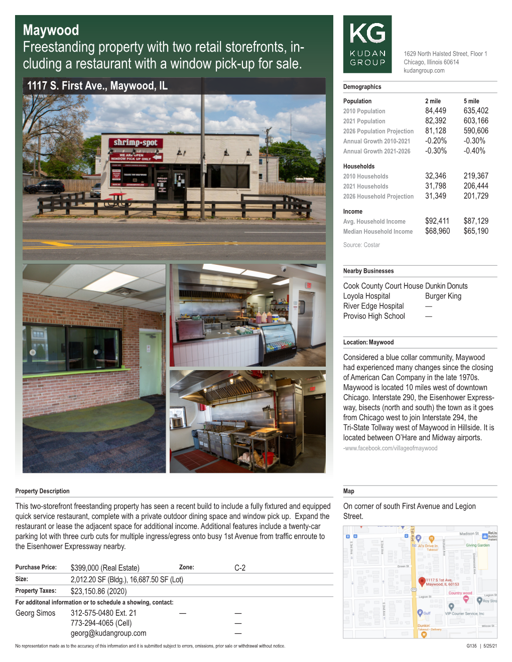 Maywood Freestanding Property with Two Retail Storefronts, In