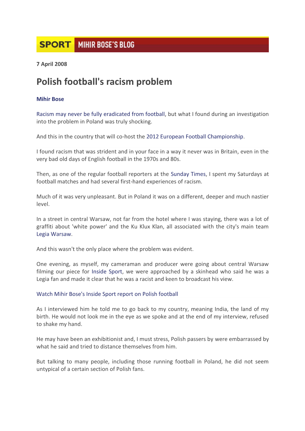 Polish Football's Racism Problem
