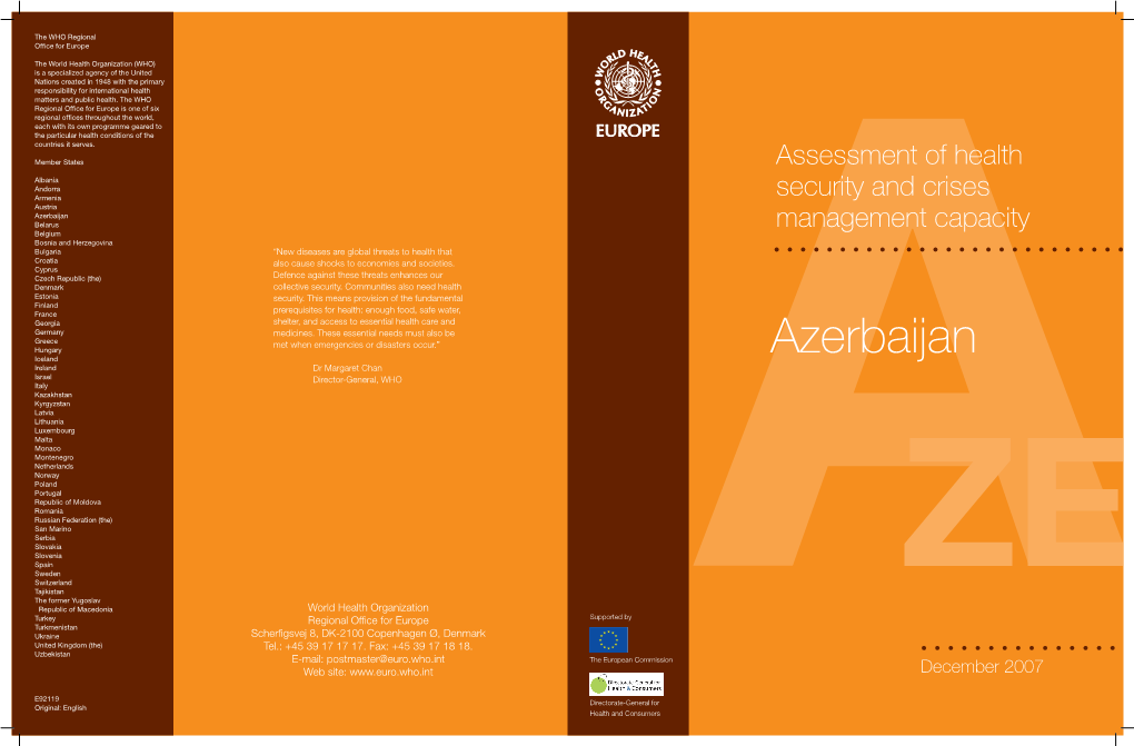 Assessment of Health Security and Crises Management Capacity Azerbaijan