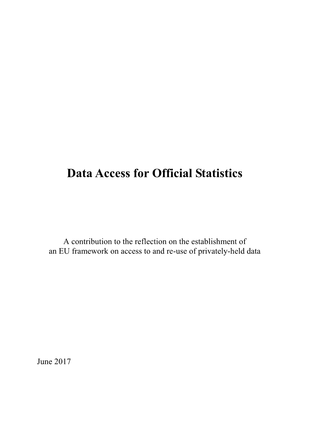 Data Access for Official Statistics