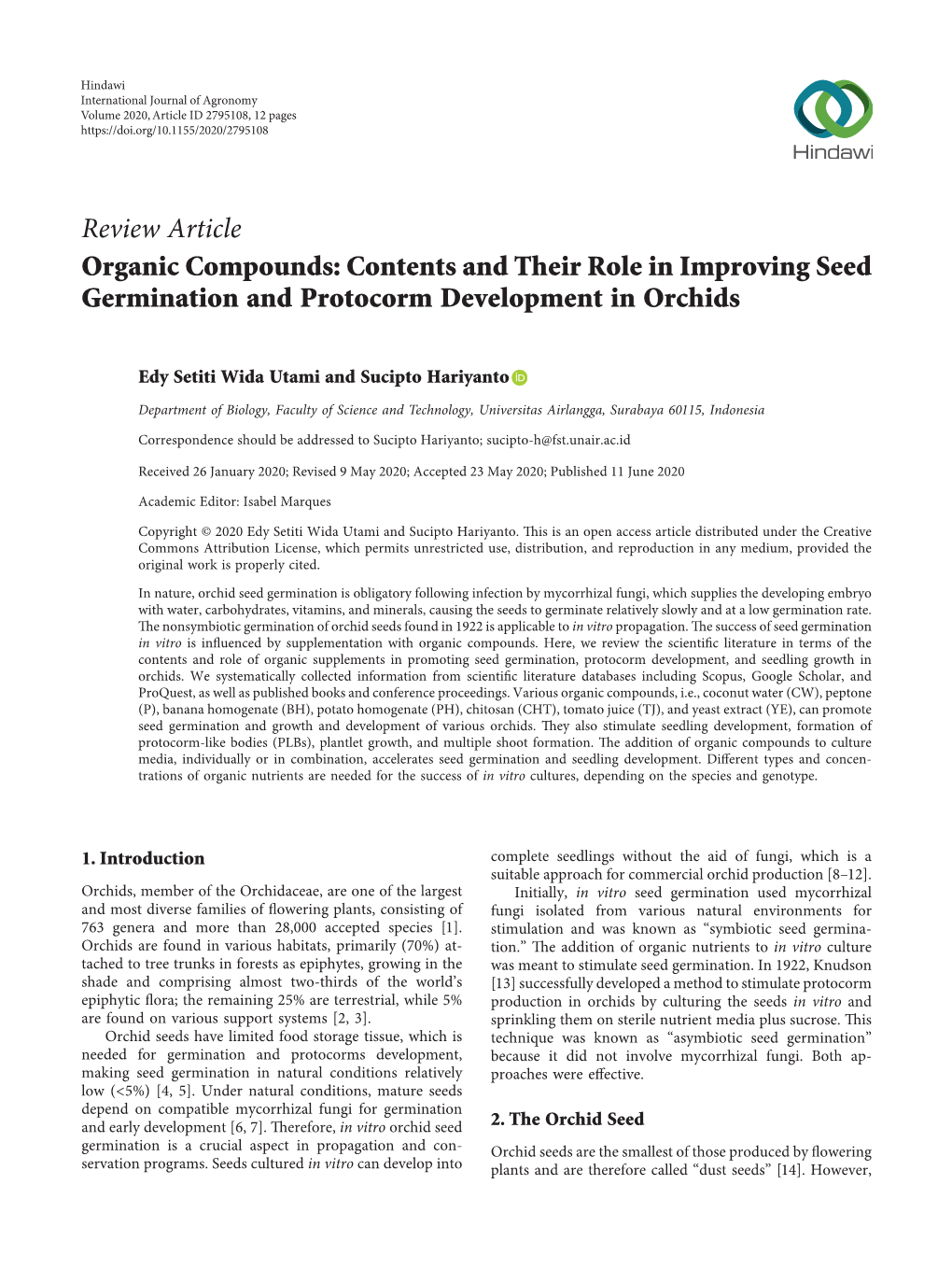 Organic Compounds: Contents and Their Role in Improving Seed Germination and Protocorm Development in Orchids