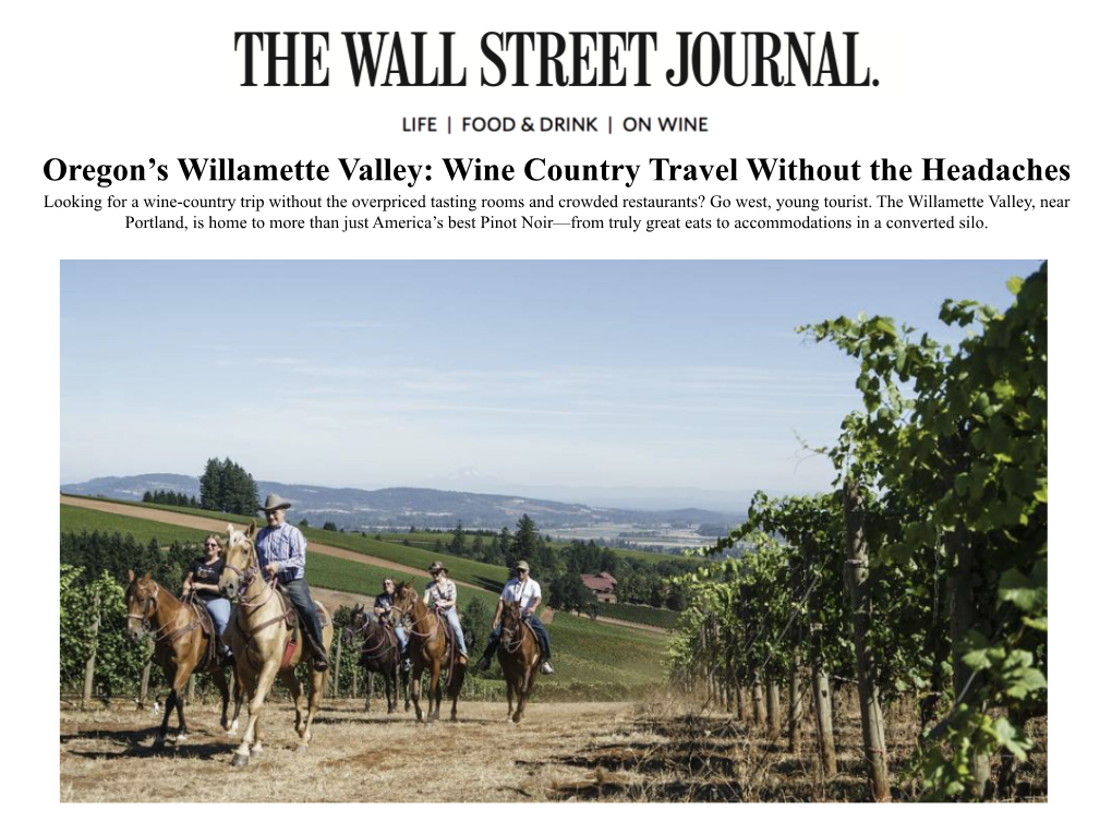 Oregon's Willamette Valley: Wine Country Travel Without The