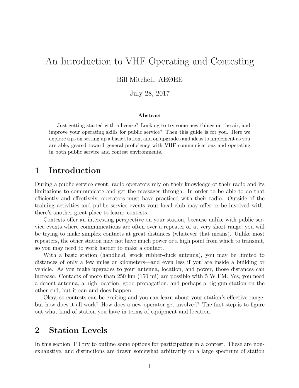 An Introduction to VHF Operating and Contesting