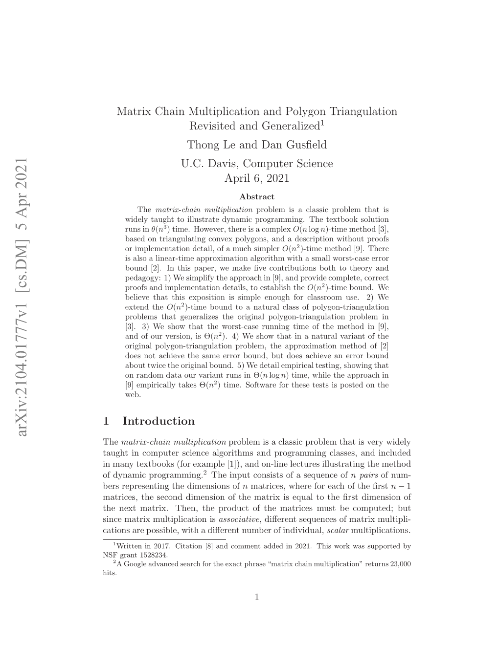 Matrix Chain Multiplication and Polygon Triangulation Revisited