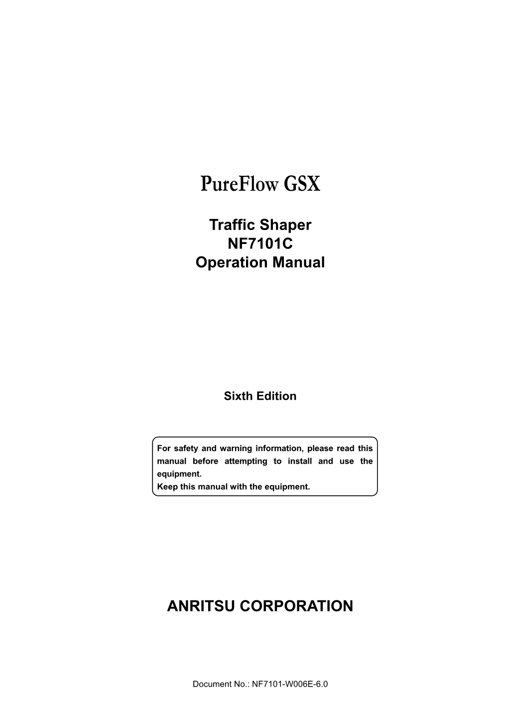 Pureflow GSX Traffic Shaper NF7101C Operation Manual Sixth