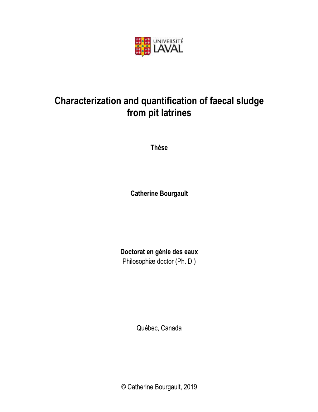 Characterization and Quantification of Faecal Sludge from Pit Latrines