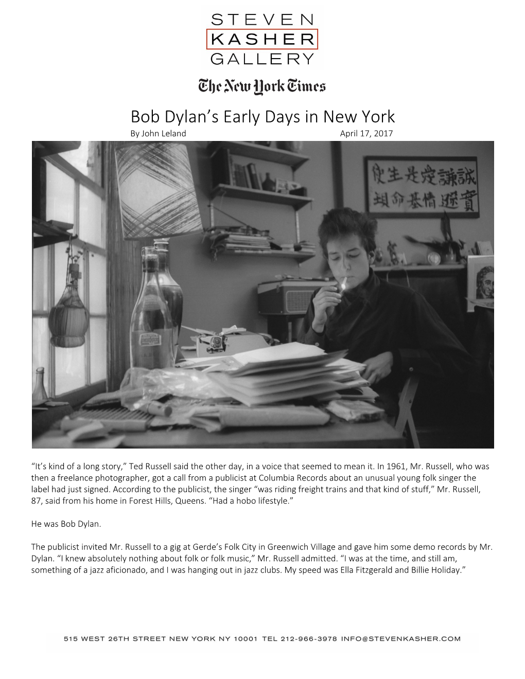 Bob Dylan's Early Days in New York