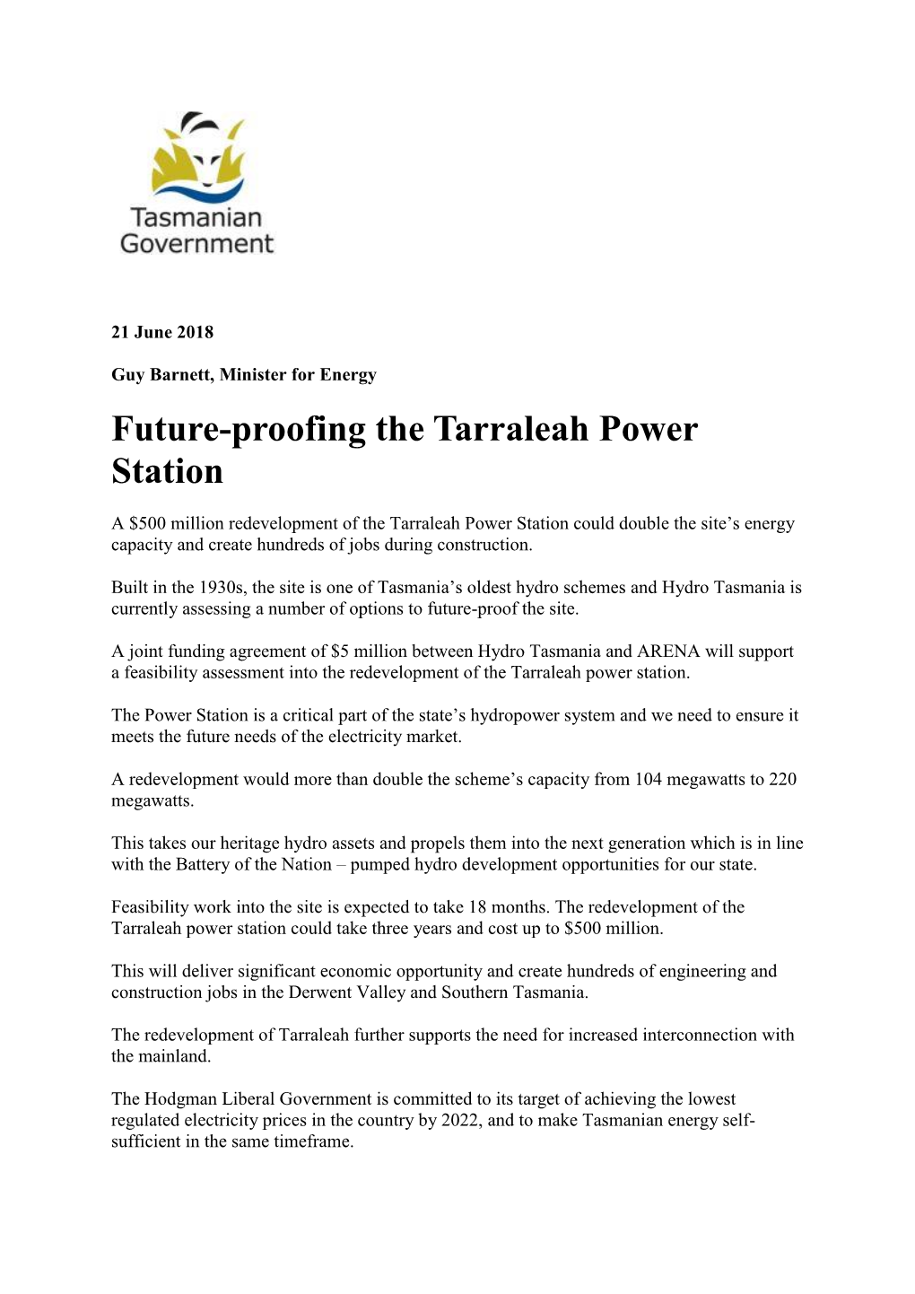 Future-Proofing the Tarraleah Power Station