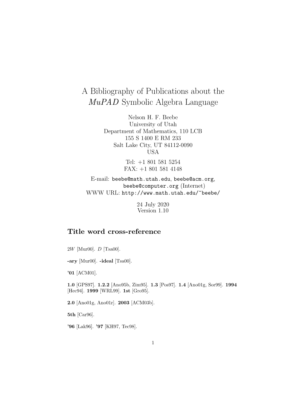 A Bibliography of Publications About the Mupad Symbolic Algebra Language