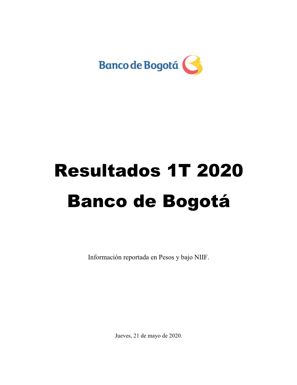 Resultados 1T 2020 Banco De Bogotá