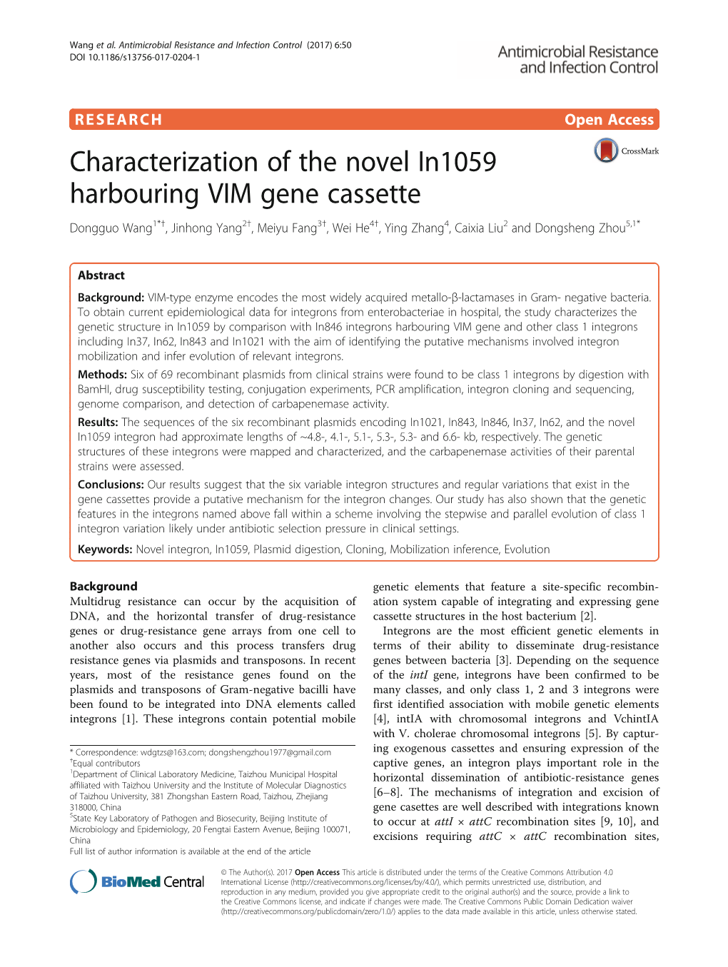 Characterization of the Novel In1059 Harbouring VIM Gene Cassette