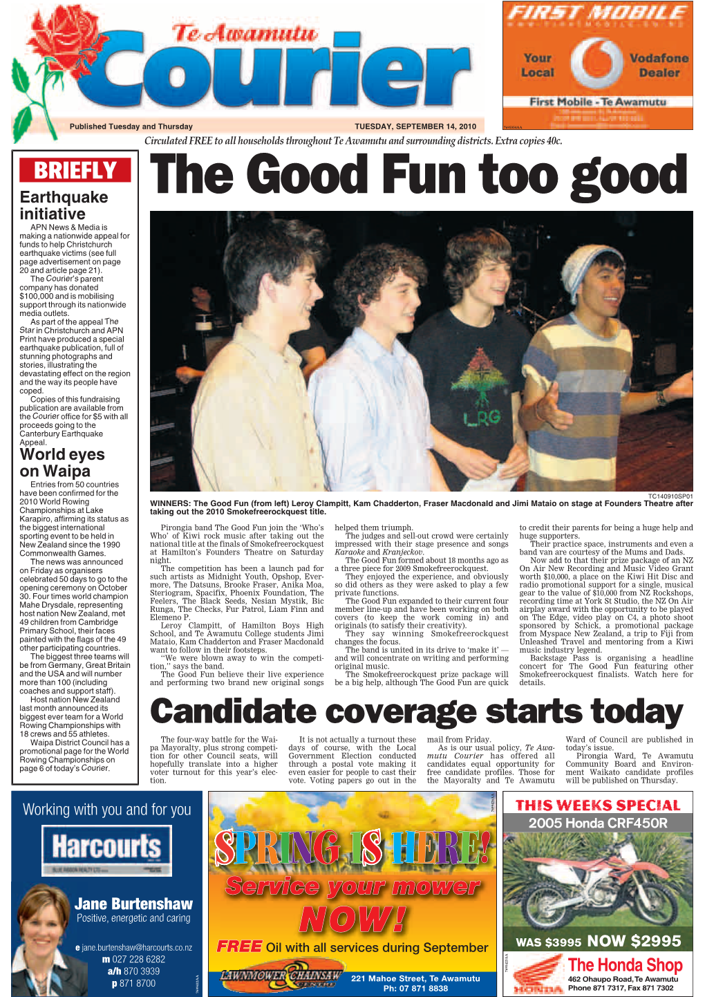 Te Awamutu Courier, Tuesday, September 14, 2010