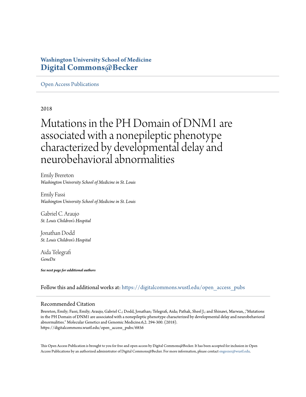 Mutations in the PH Domain of DNM1 Are Associated with a Nonepileptic