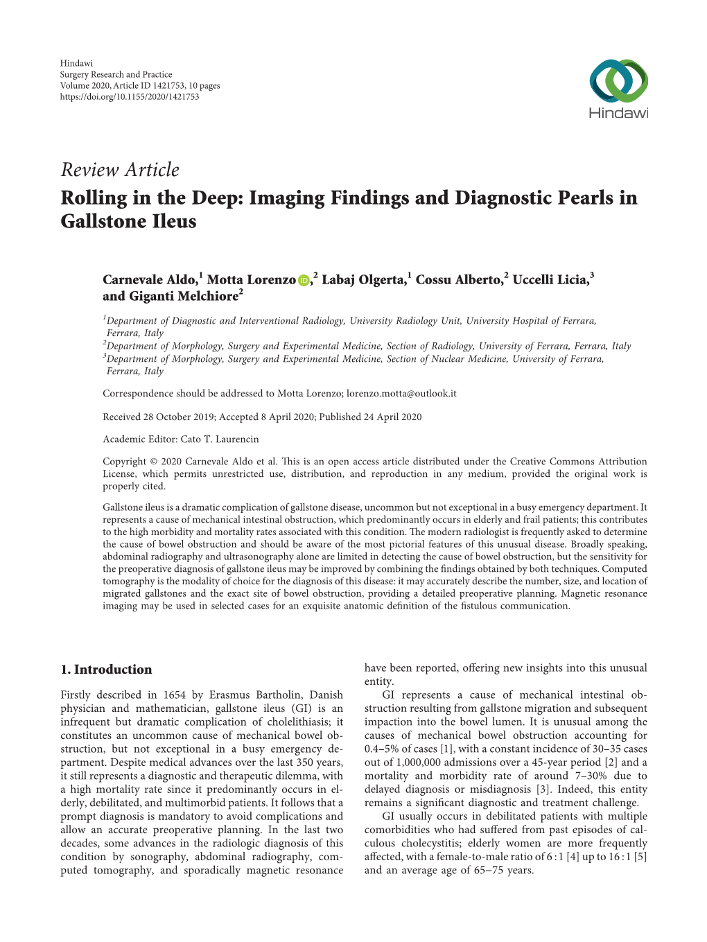 Rolling in the Deep: Imaging Findings and Diagnostic Pearls in Gallstone Ileus