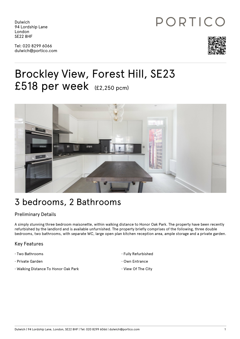 Brockley View, Forest Hill, SE23 £518 Per Week