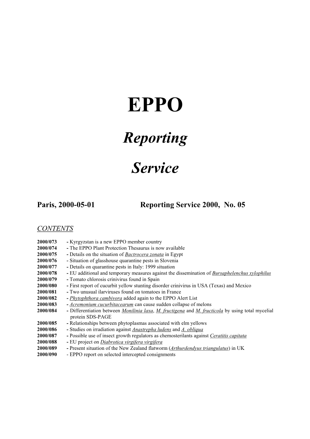 Reporting Service 2000, No