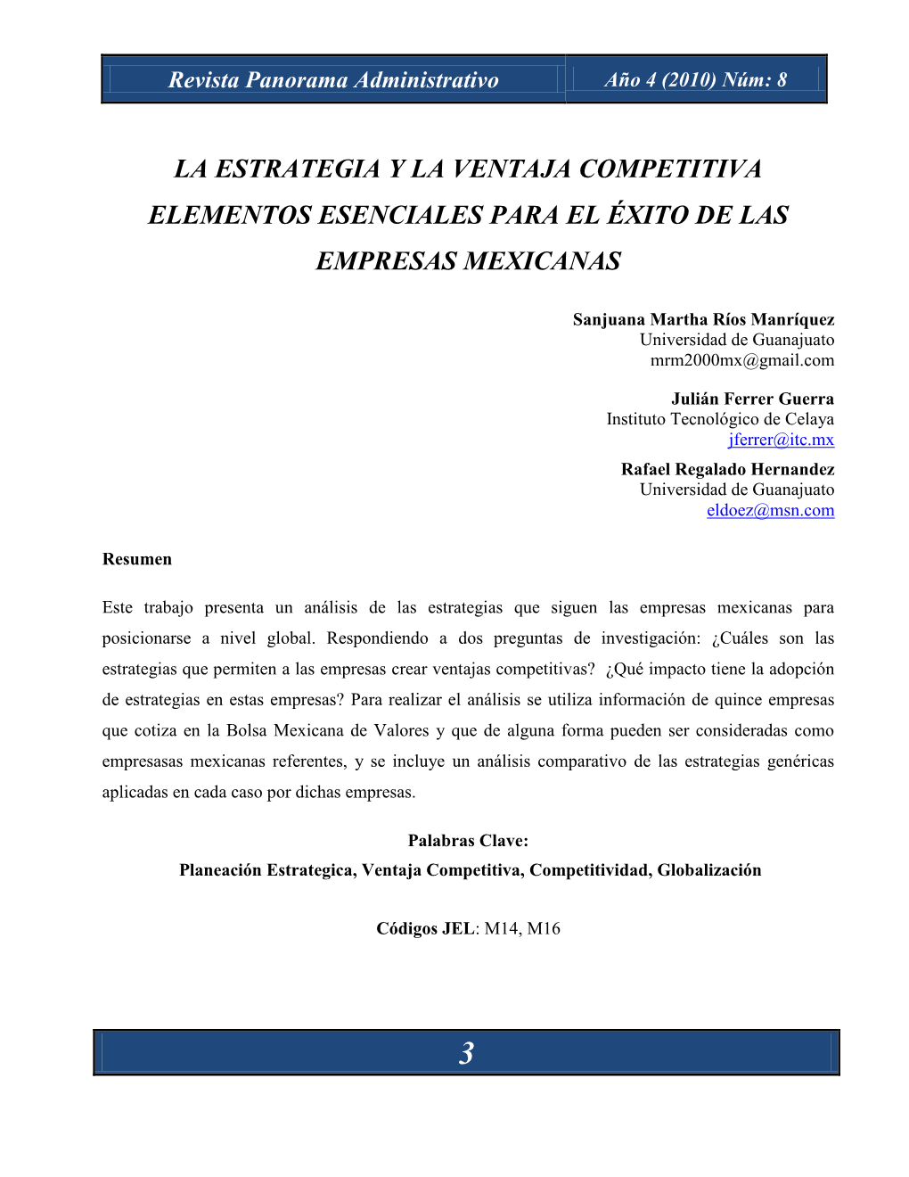 La Estrategia Y La Ventaja Competitiva Elementos Esenciales Para El Éxito De Las Empresas Mexicanas