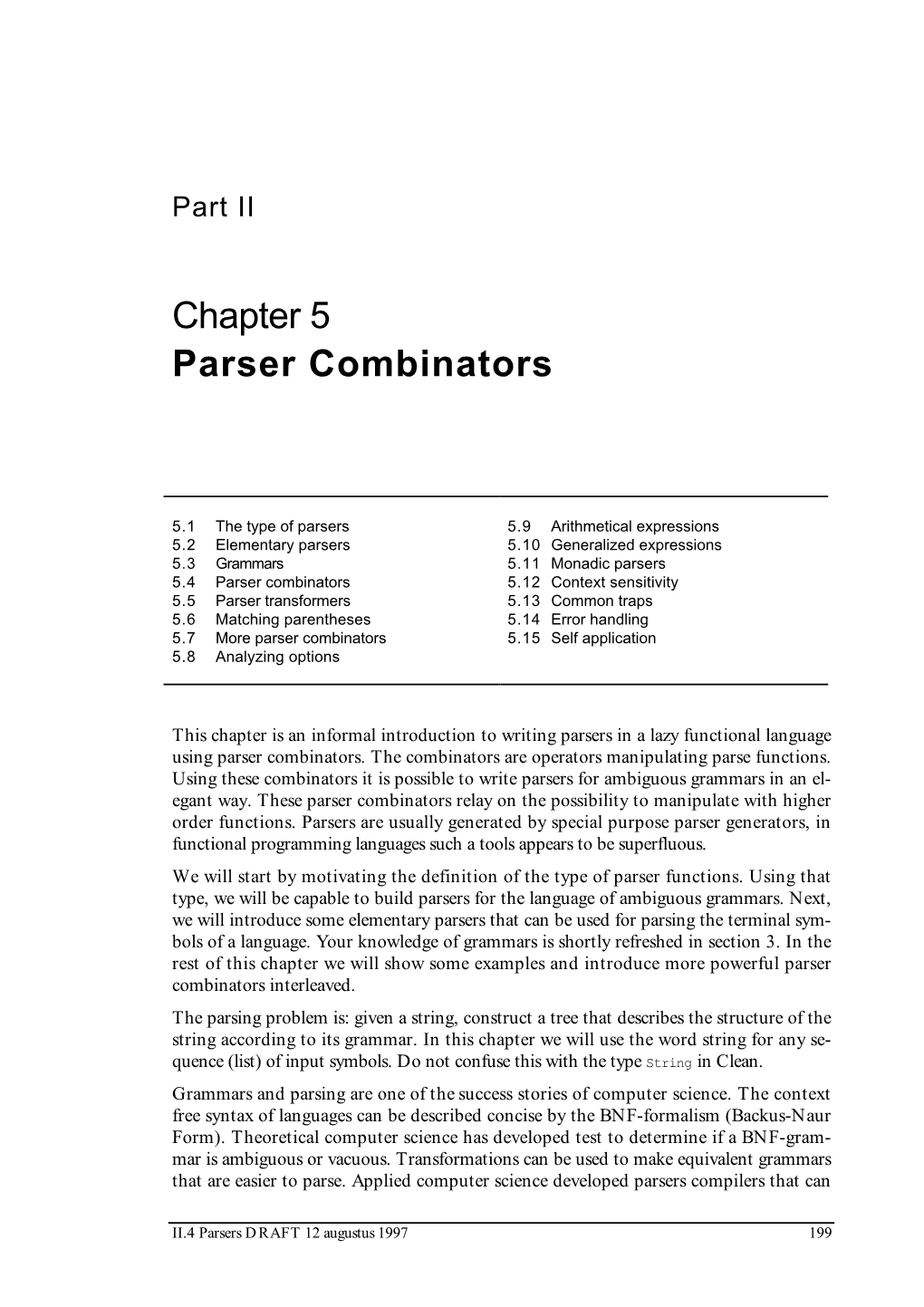 Chapter 5 Parser Combinators