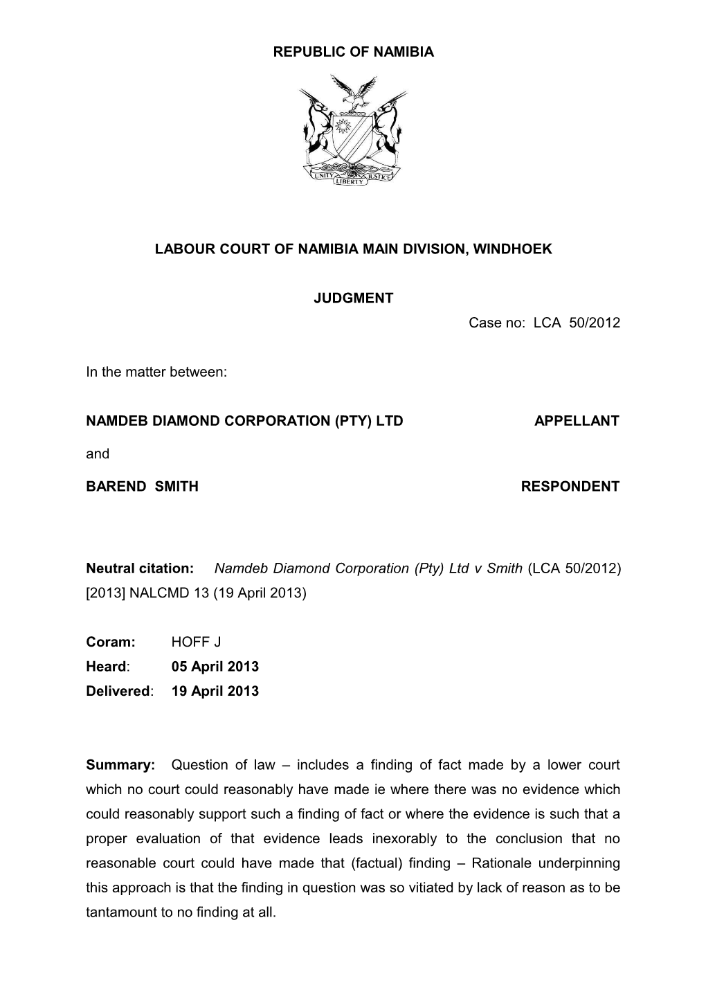 Labour Court of Namibia Main Division, Windhoek s1